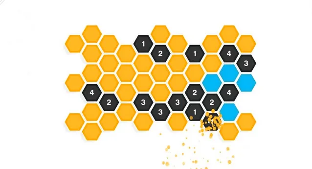 Hexcells puzzle board with numbered hexagons