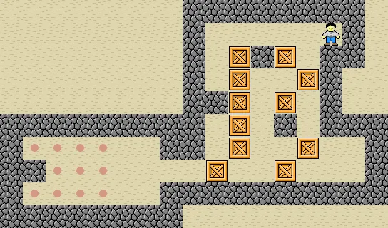 Sokoban puzzle game - push boxes to designated spots