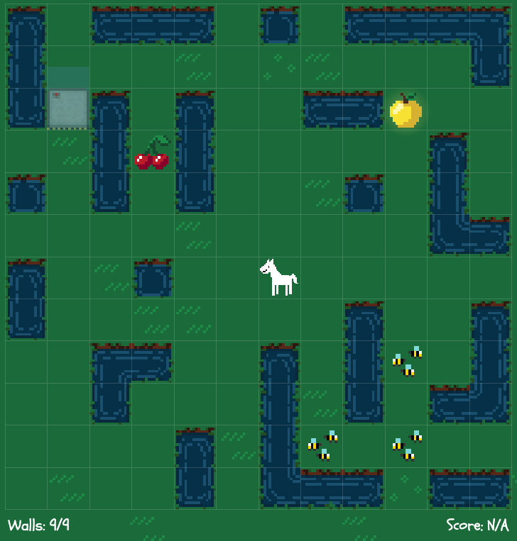 An unstarted enclose.horse puzzle showing the blank board